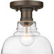 Carver 1 Light 8 inch Rubbed Bronze Flush Mount Ceiling Light
